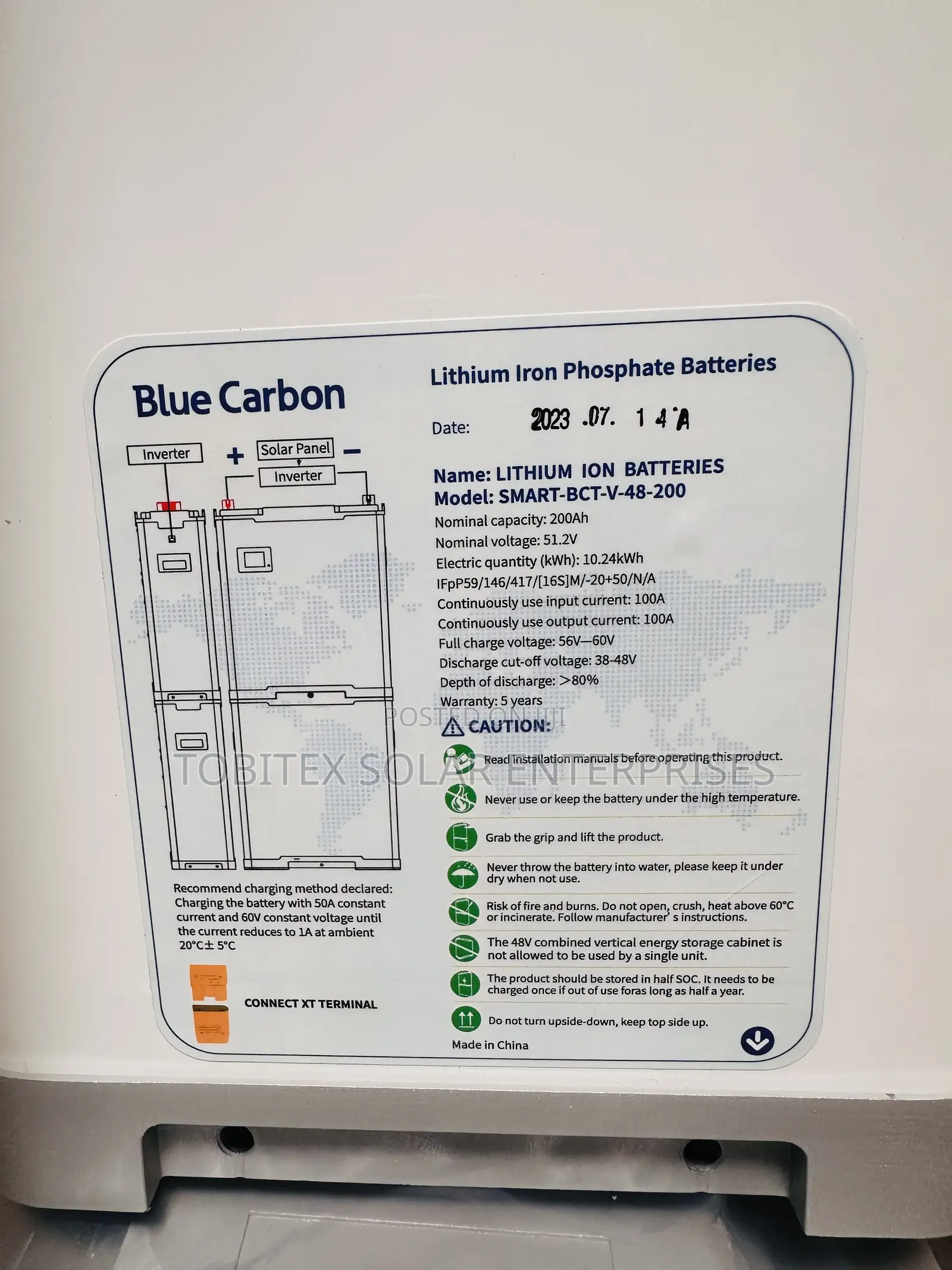 Blue Carbon Lithium Ion Batteries 10kwh 51.2v