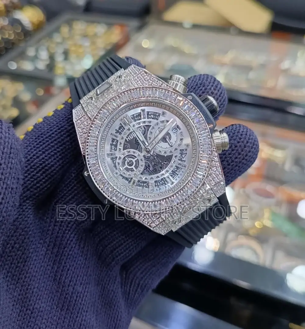 Quality Luxury Hublot Geneva Ice Bezel Stones Automatic Movement