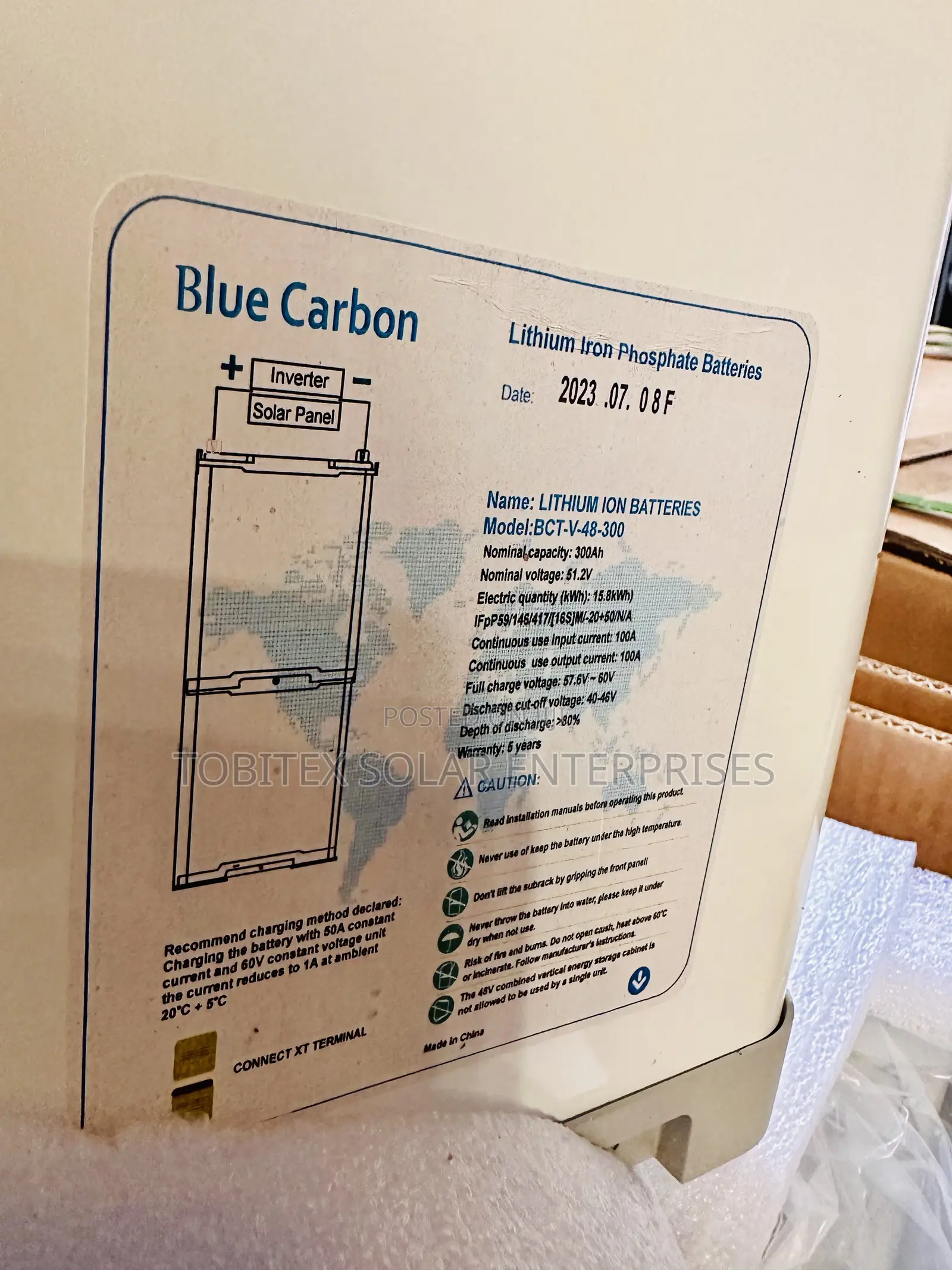 Blue Carbon Lithium Ion Batteries 15kwh 51.2v