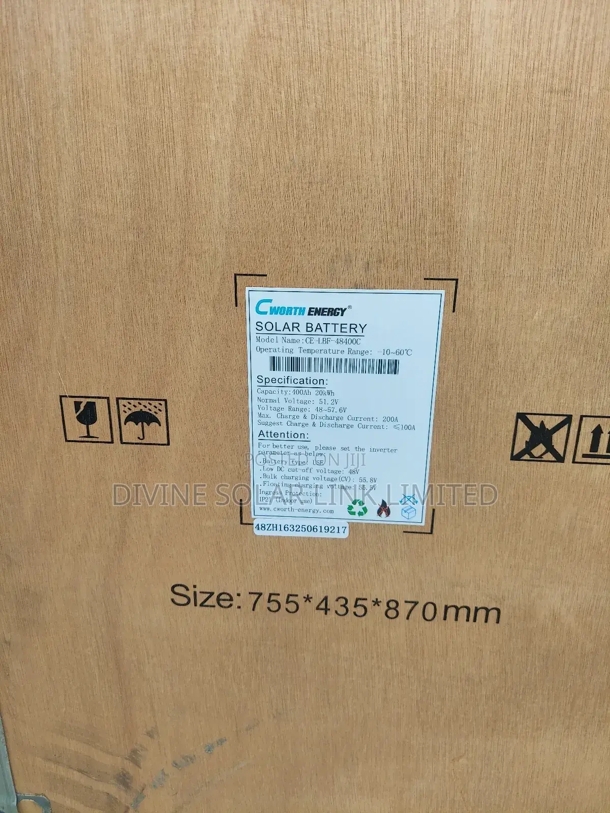 20kwh 48volt Cworth Lithium Battery 5years Warranty
