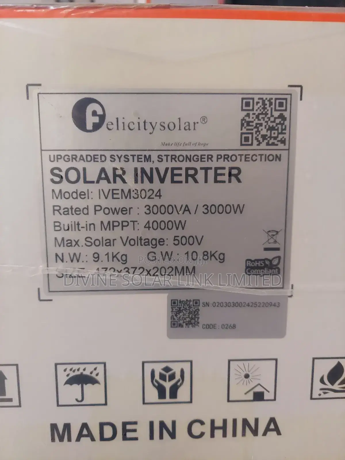 3kva 24volt Felicity Inverter Pure Sine Wave With 1year Warranty