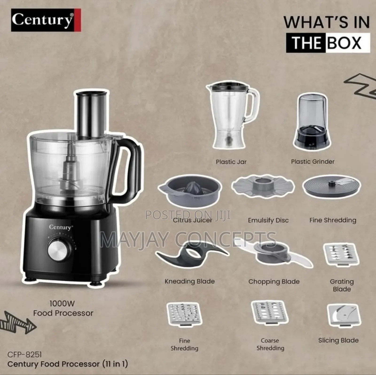 Century 11-in-1 Food Processor,Blender and Yam Pounder-Easy Cooking