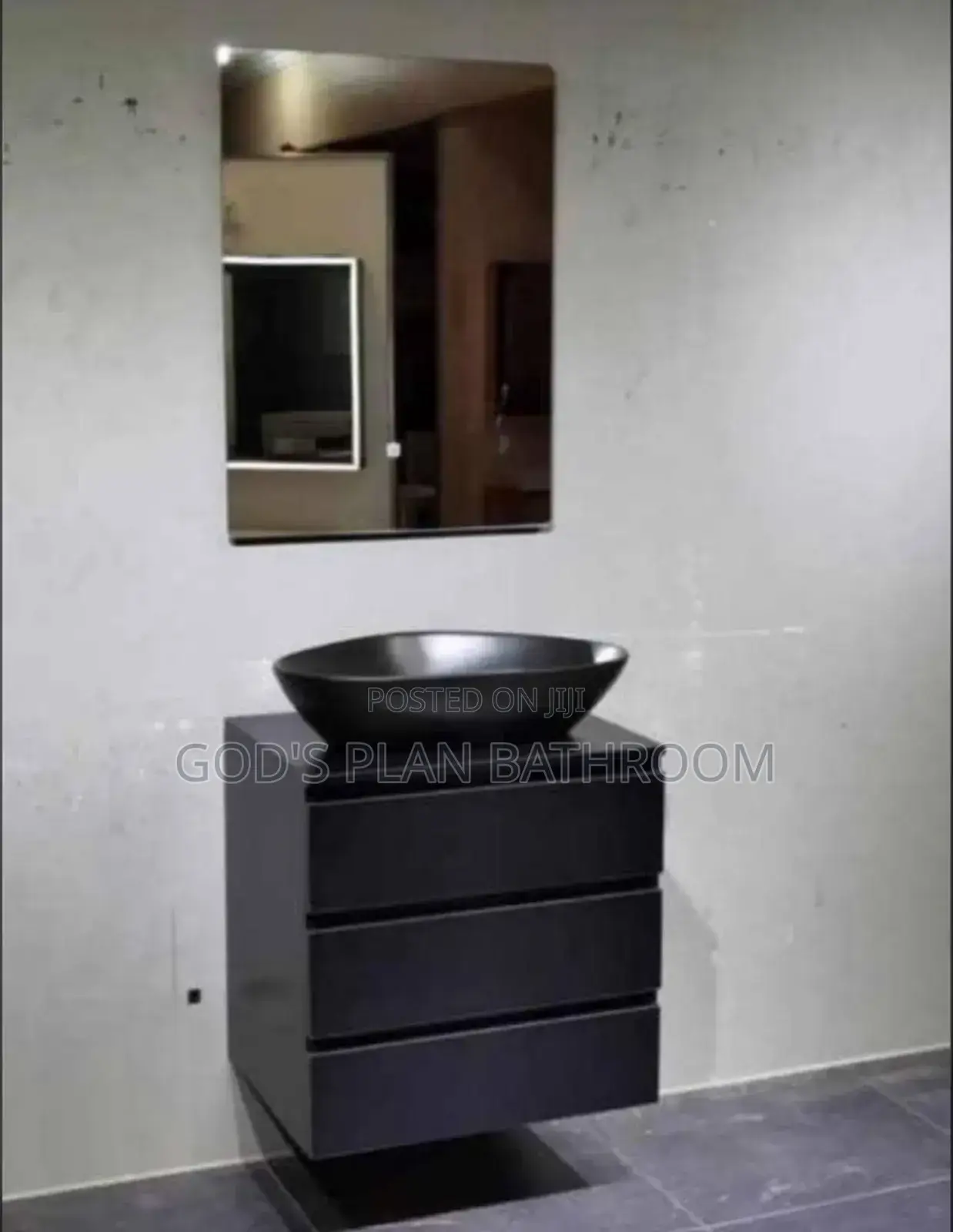 Black Hanging Cabinet Basin