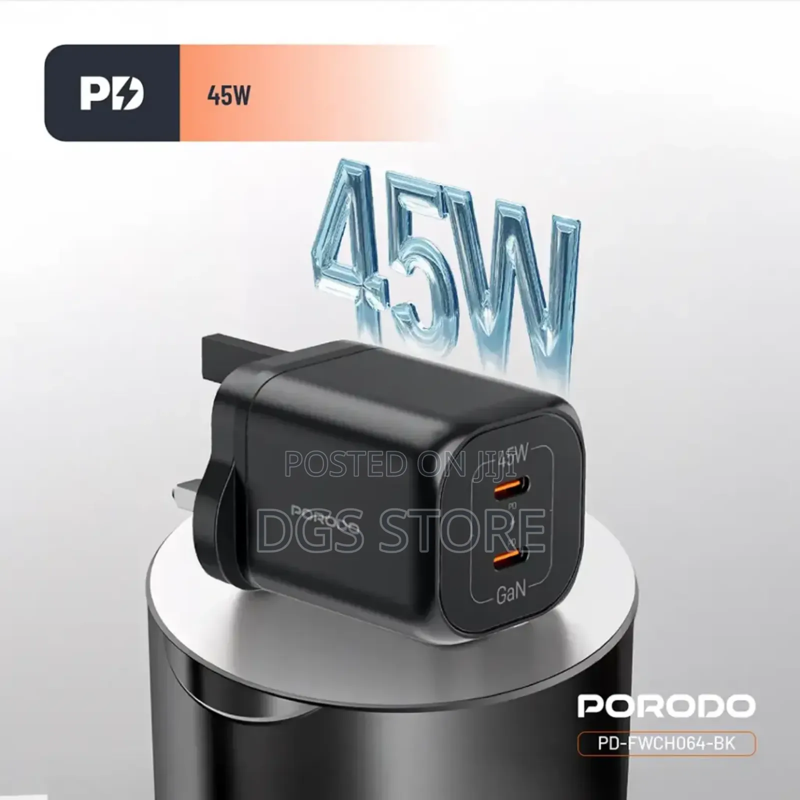 Porodo Fwc064 Gan Dual Usb C Quick Charger