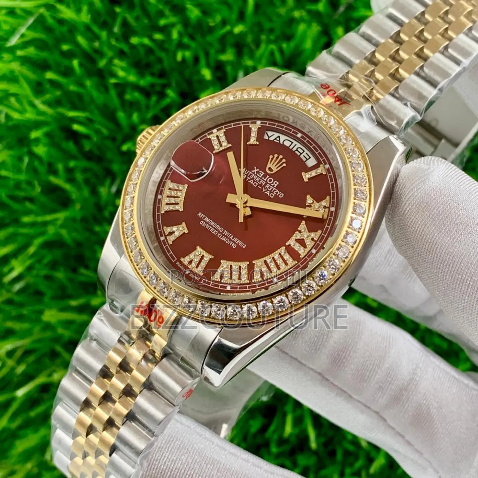 Original Rolex Iced Two-Tone Stainless Steel Calendar Quartz Watch