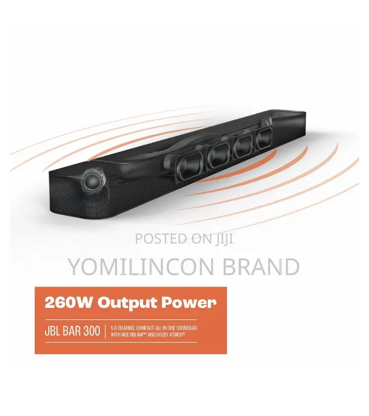 JBL Bar 300: 5.0-Channel Compact All-in-One Soundbar With Multibeamtm