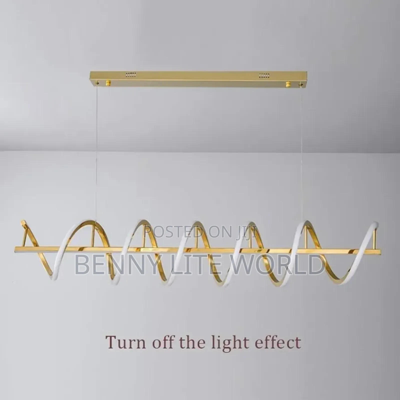 1200mm Glossy Gold Led Pendant Chandelier Twisty Curl Lights Dining