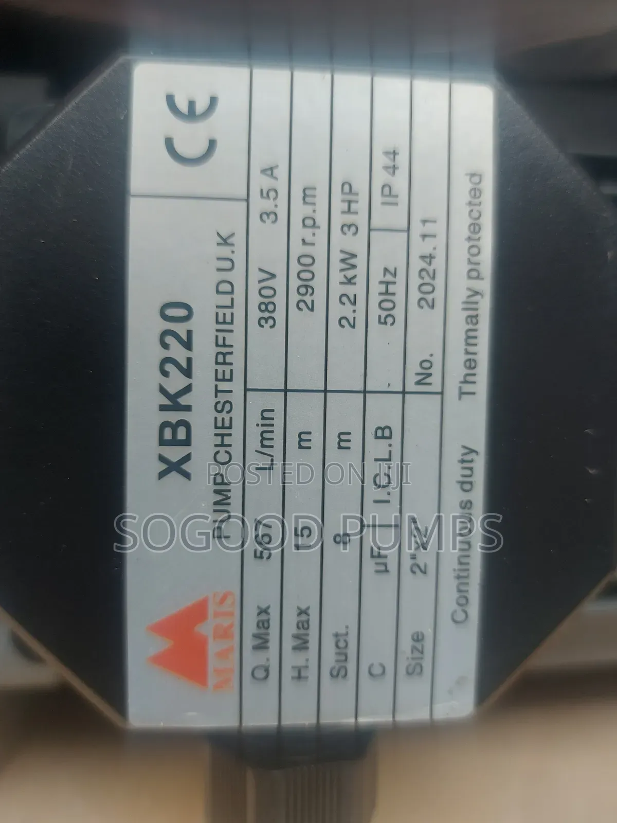 Maris Stainless Centrifugal Surface Pump 2.2kw/3hp 380v 2" by 2"