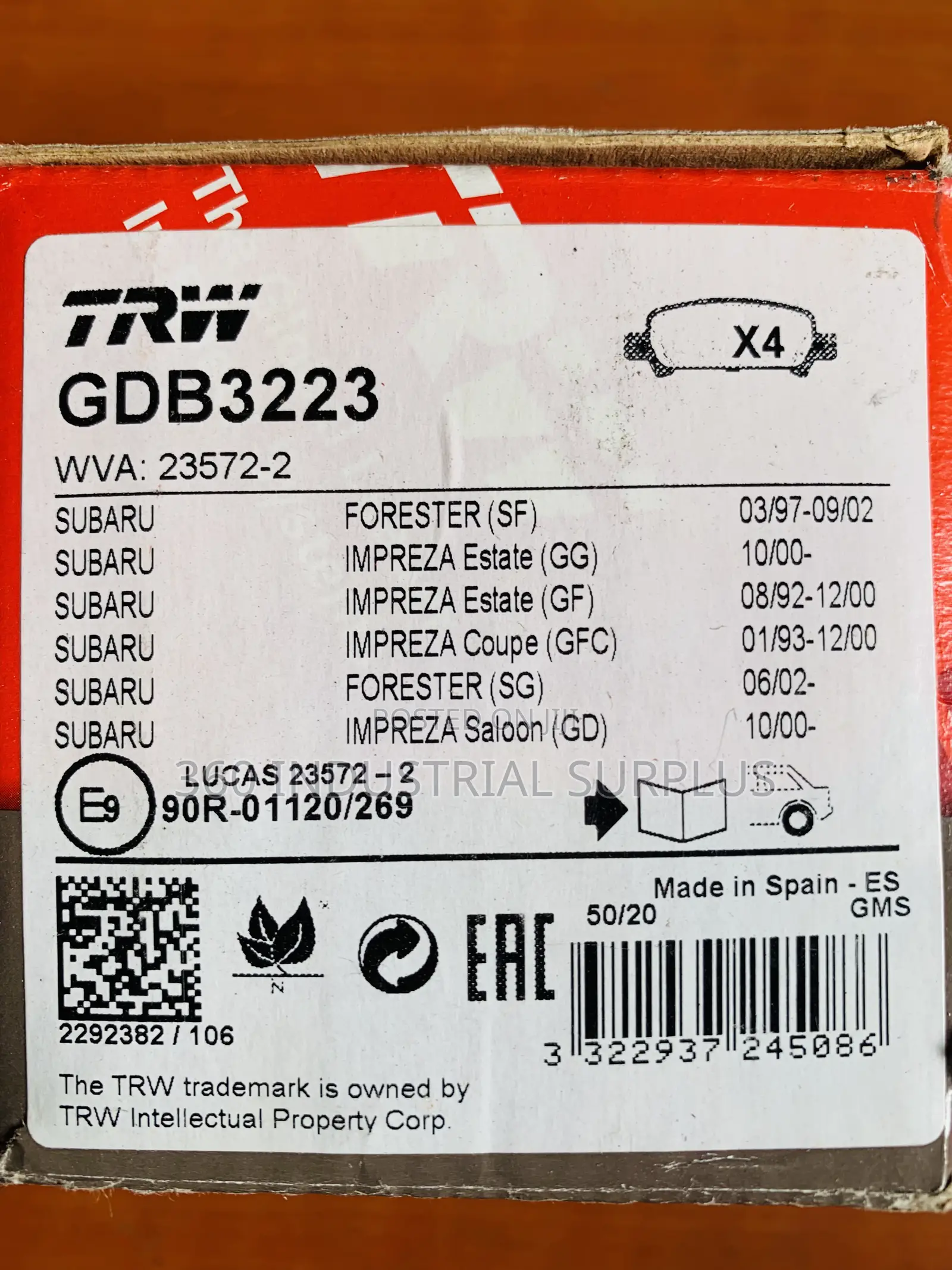 Genuine TRW Gdb3223 Brake Pad Set