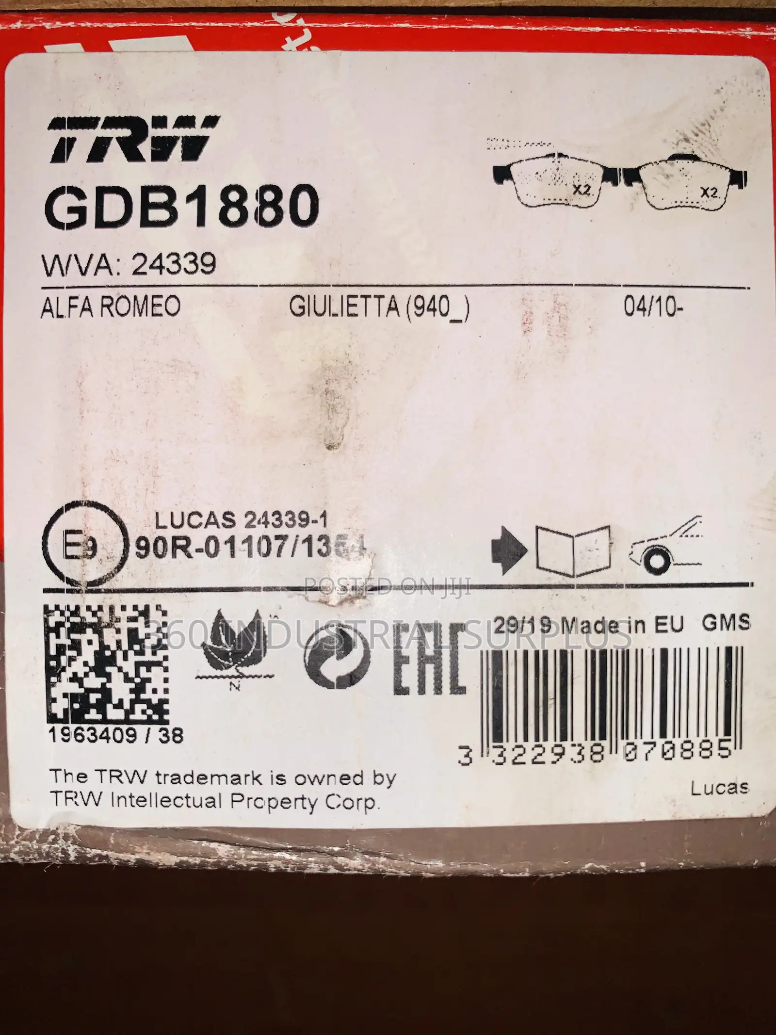 Genuine TRW Gdb1880 Brake Pad Set