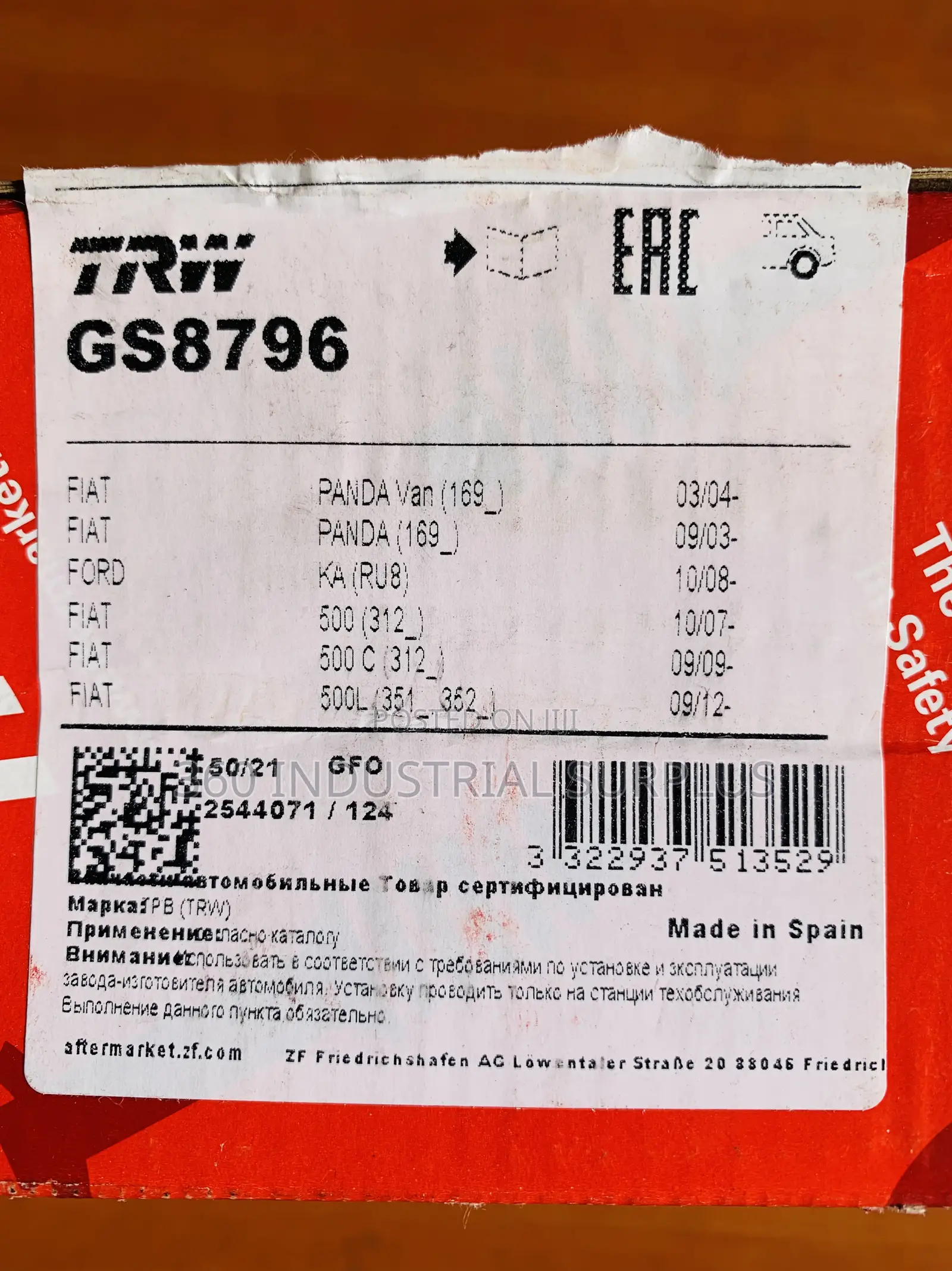 Genuine TRW Gs8796 Brake Shoe Set