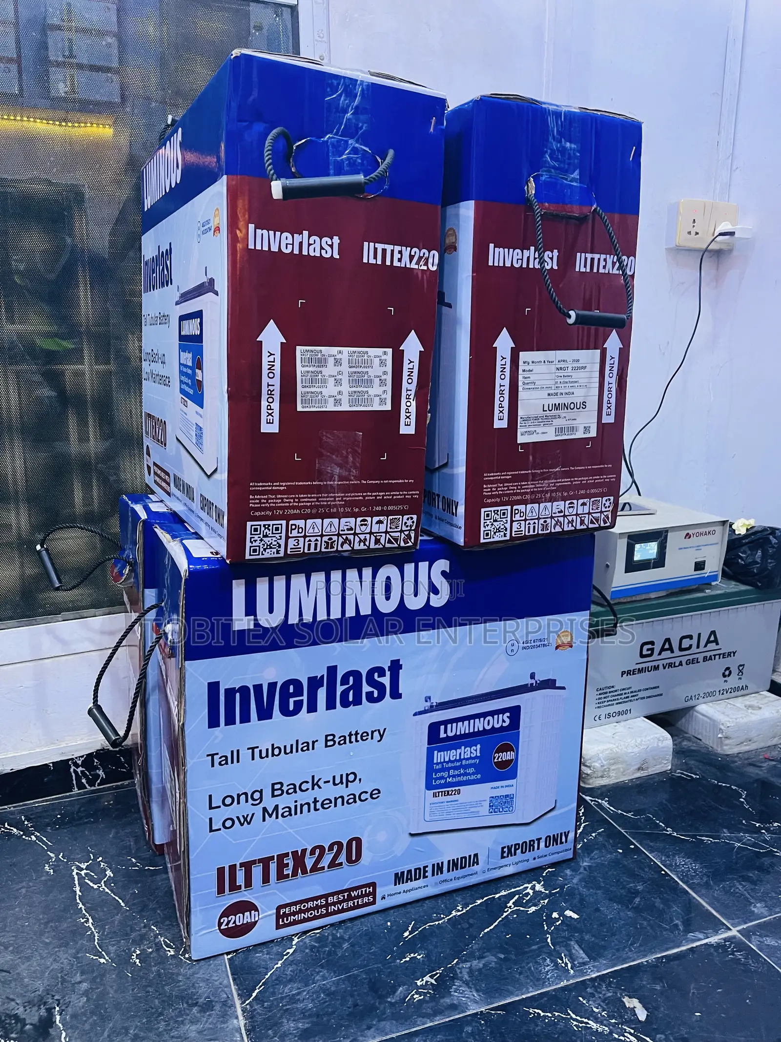 220ah Luminous Solar Tubular Batteries