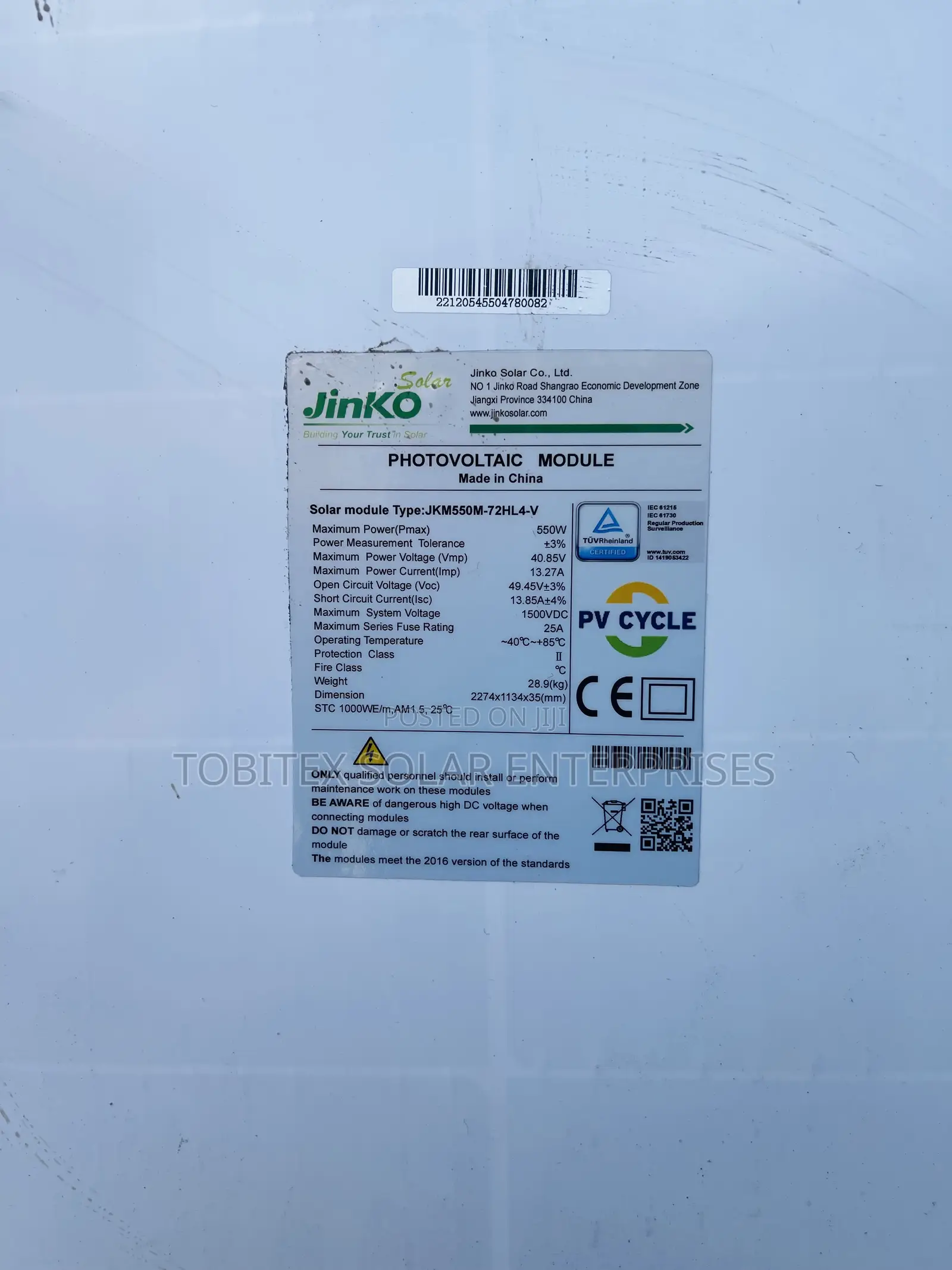 550watts Original Jinko Solar Panels
