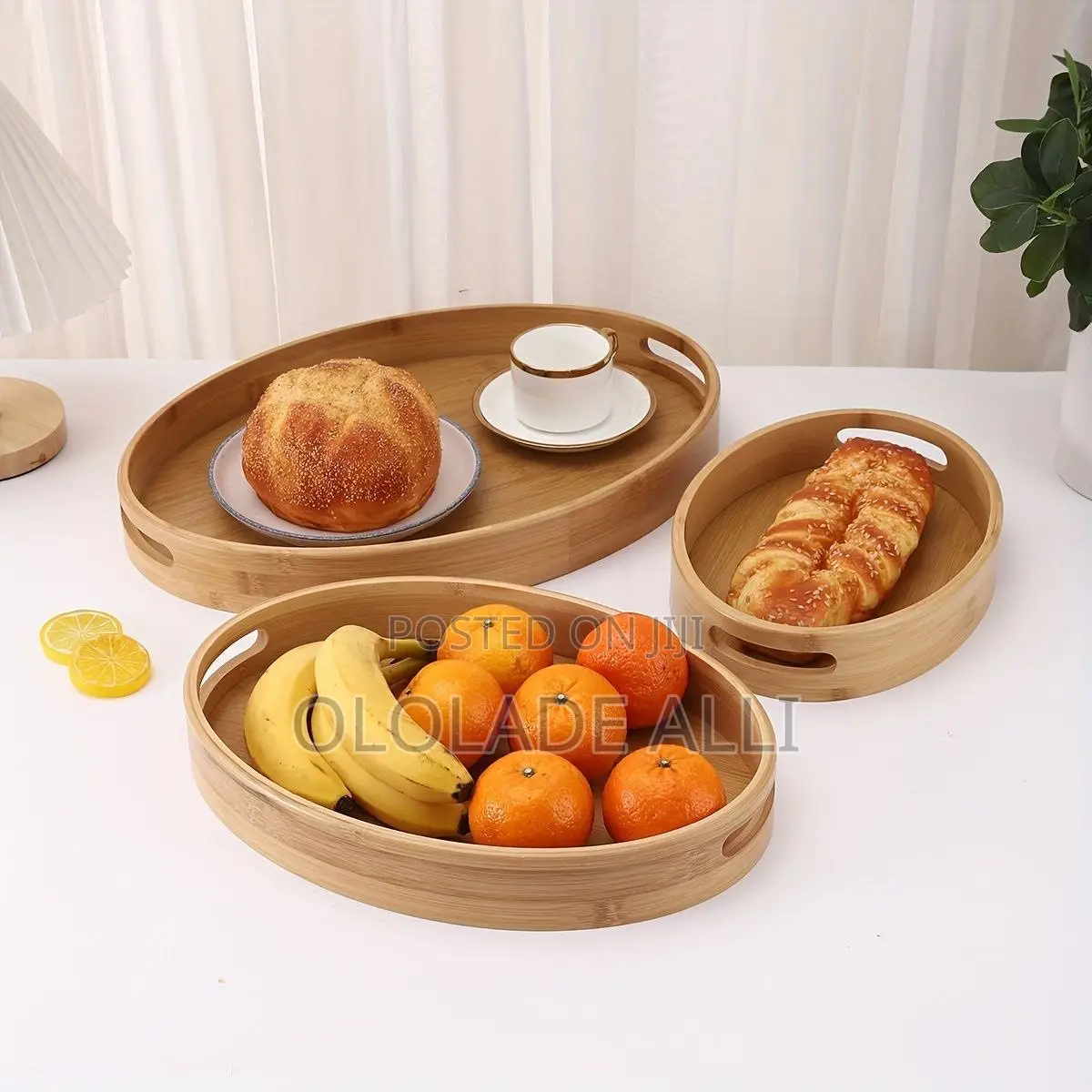 3 in 1 Oval Bamboo Tray