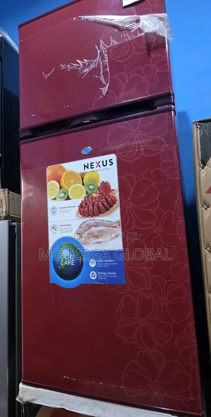 Nexus Wine Red Double-Door Refrigerator 185