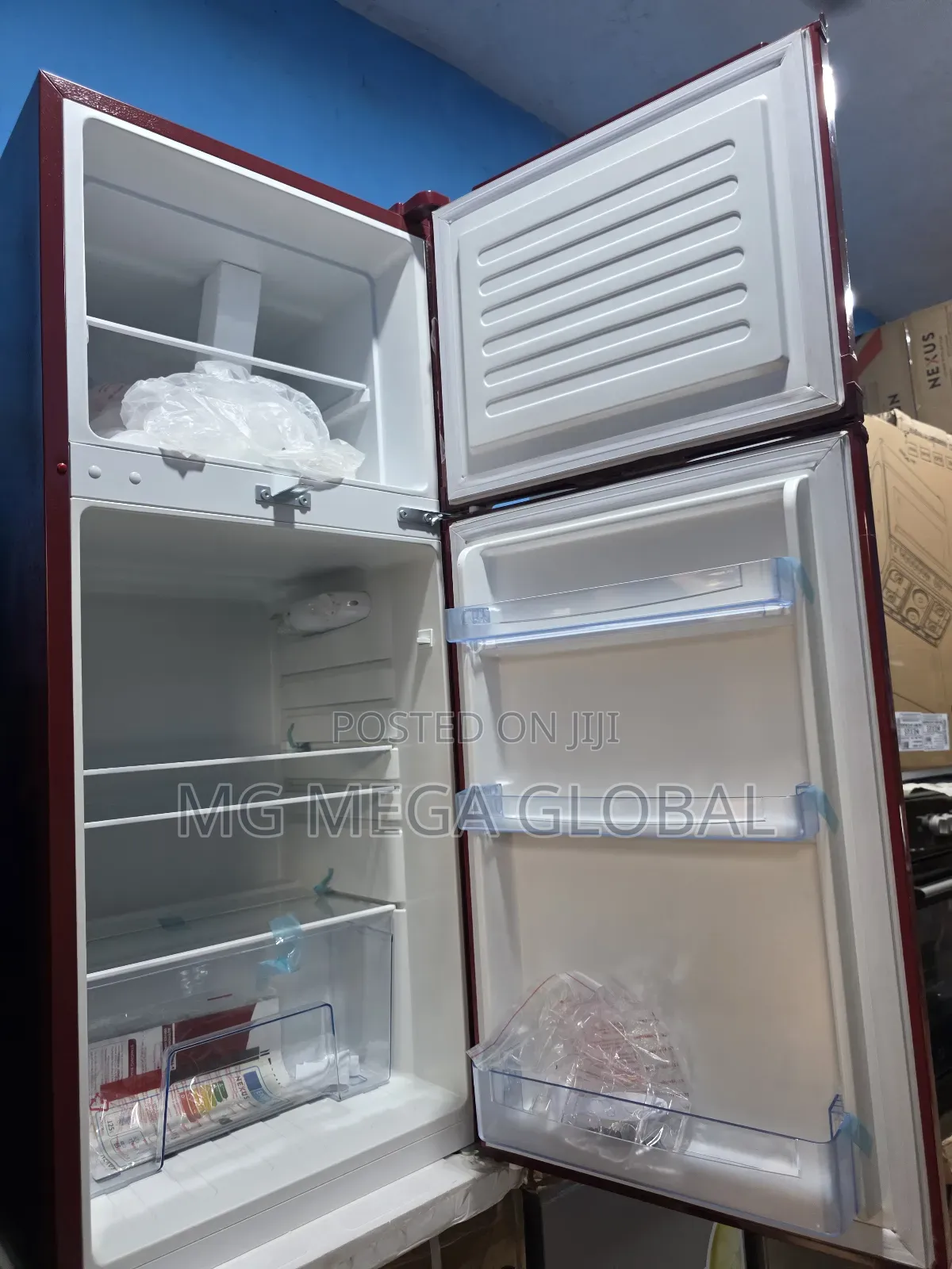 Nexus Wine Red Double-Door Refrigerator 185