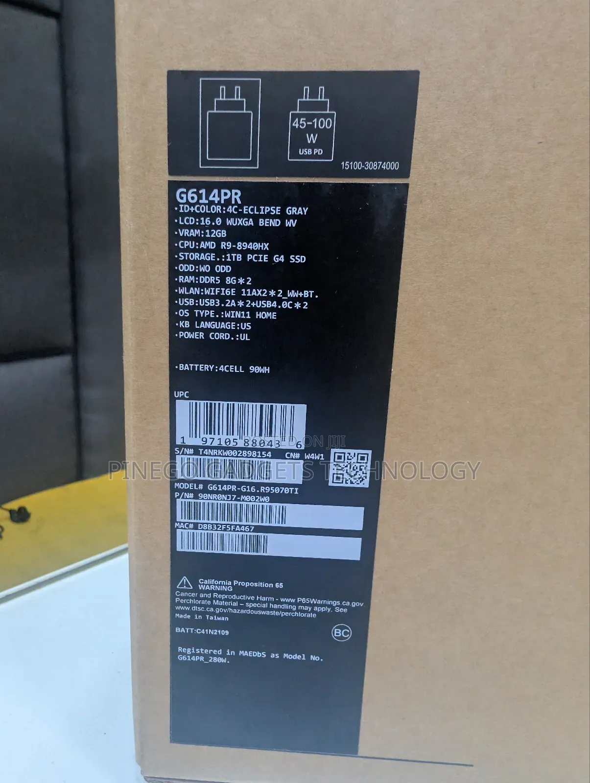 New Laptop Asus ROG Strix G16 G614 16GB AMD Ryzen 9 SSD 1T