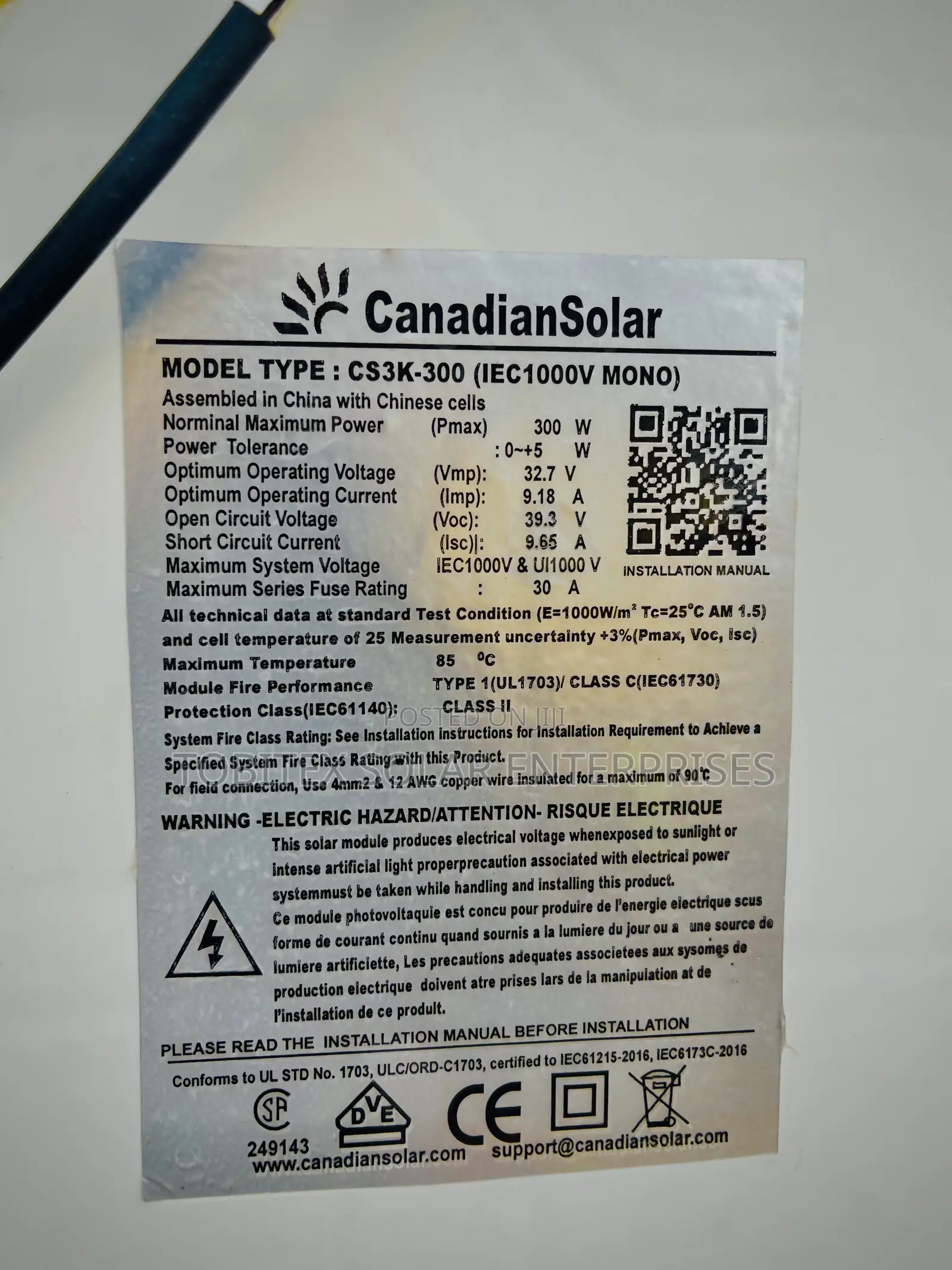 300w Canadian Solar Panels 24v System