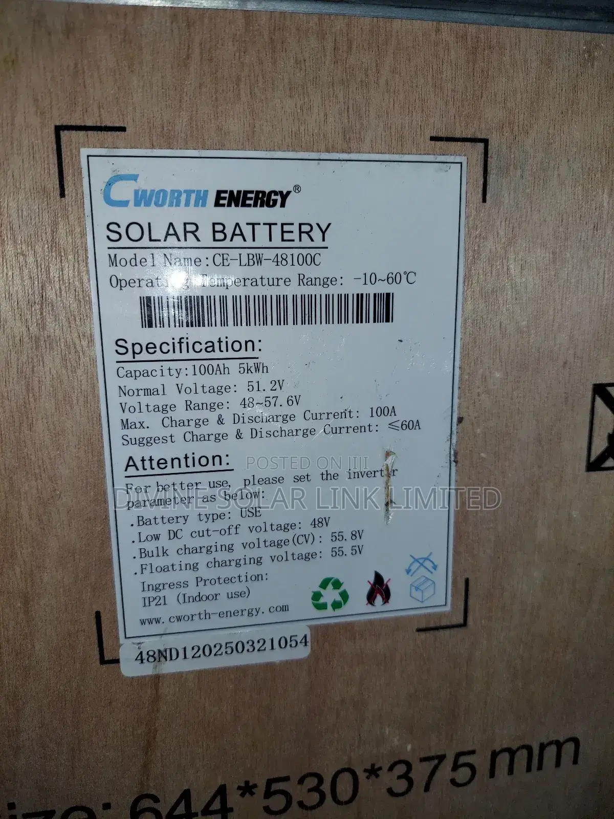 5kwh 48v Lithium Battery Cworth With 5years Warranty