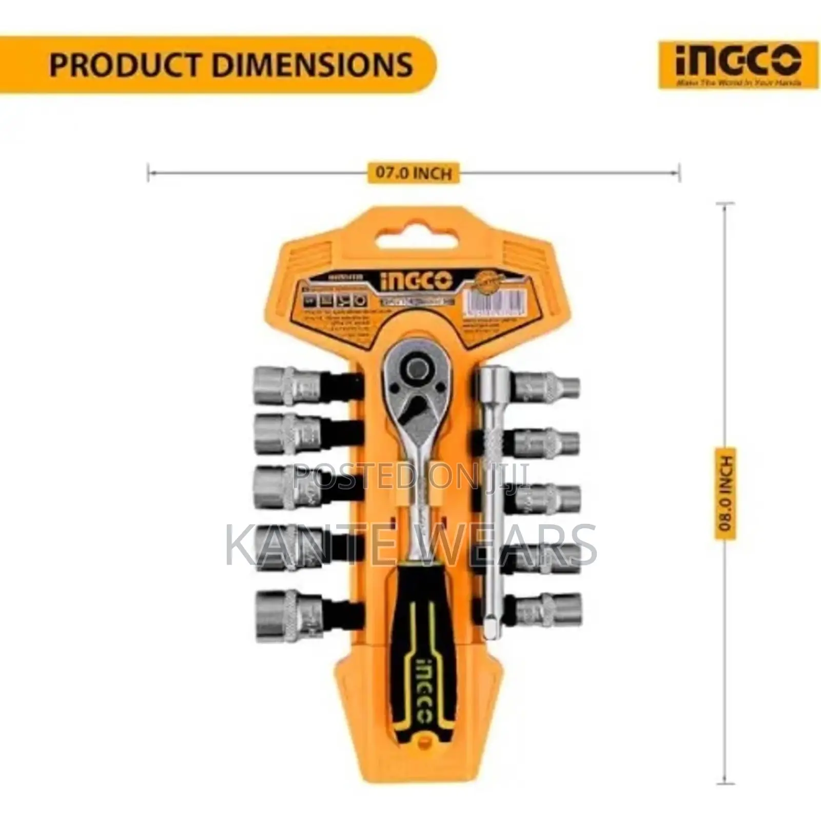 Ingco Rachet Socket Half Inch - 12 Pieces