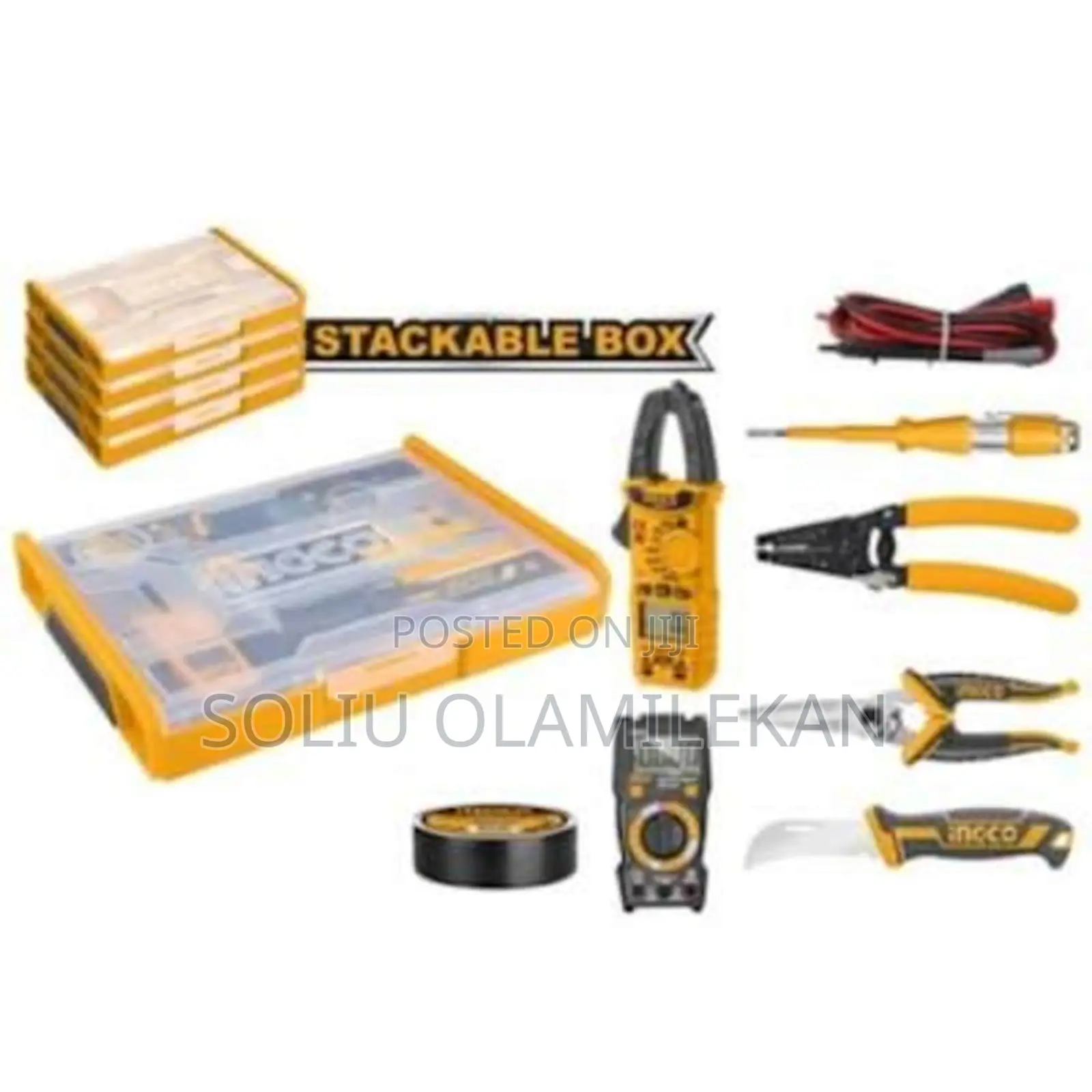 Ingco Telecom Tool Set With Clamp Meter and Multi Meter - 7pcs