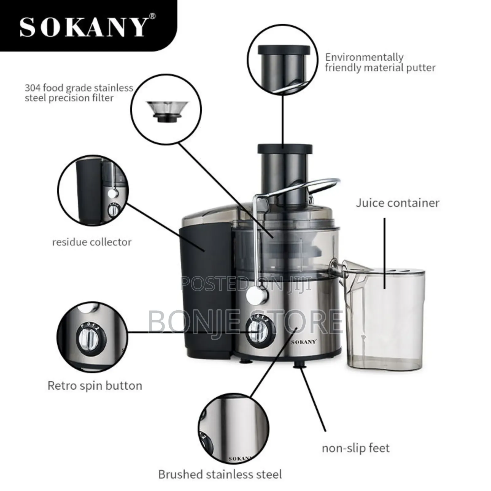 Sokany 4in1 Slow Juicers Extractor 800w Strong Motor Blender Juicer