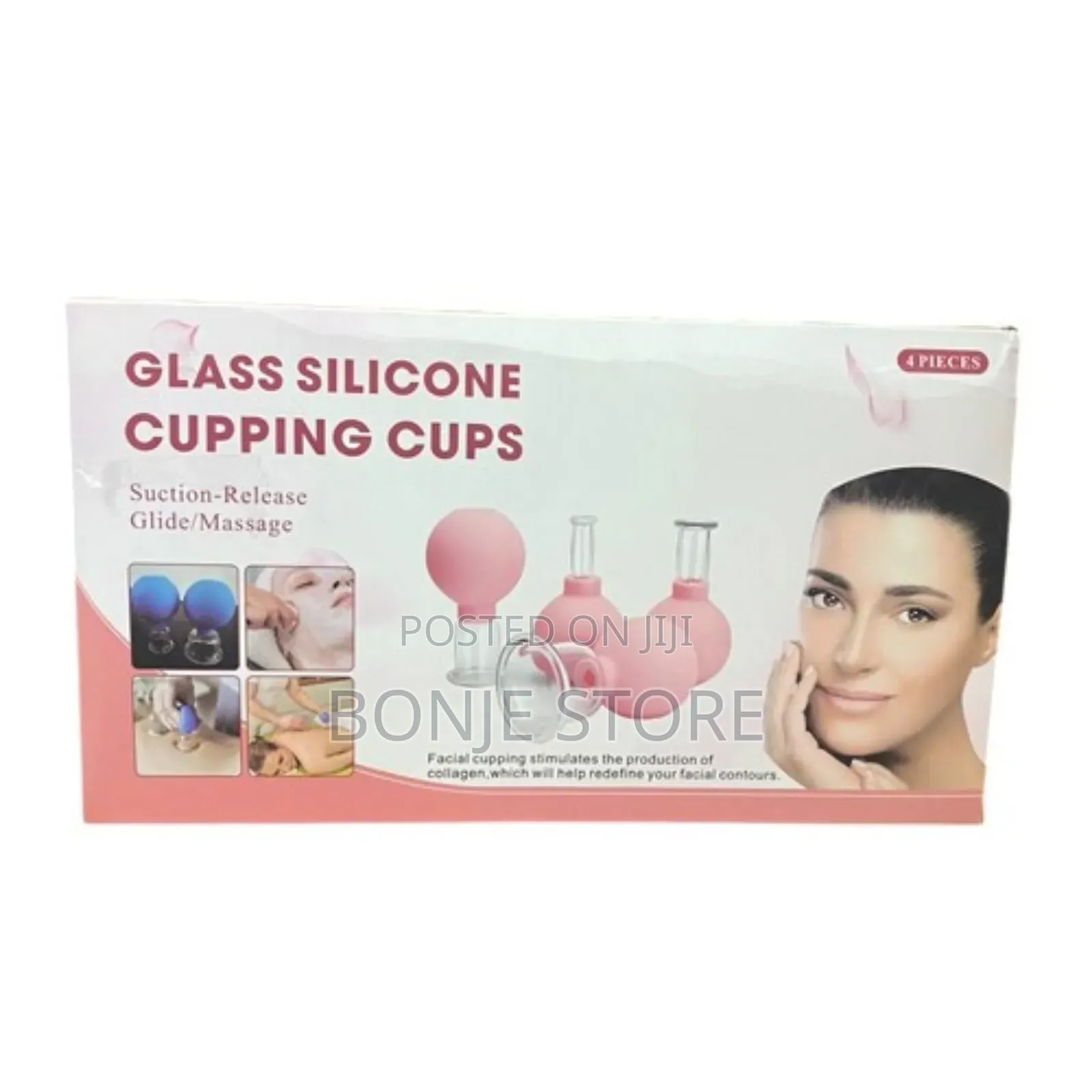 Glass Silicone Facial Cupping Cups - Suction Release Glide/Massage