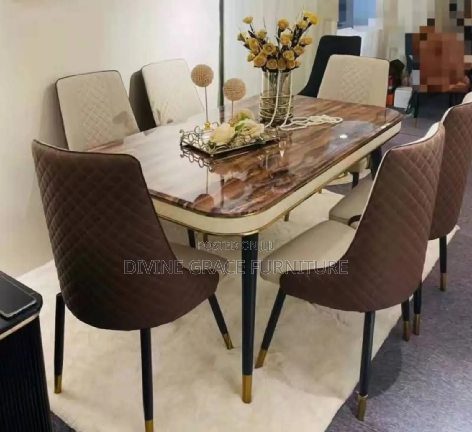 Brown Color Dinning and Chairs