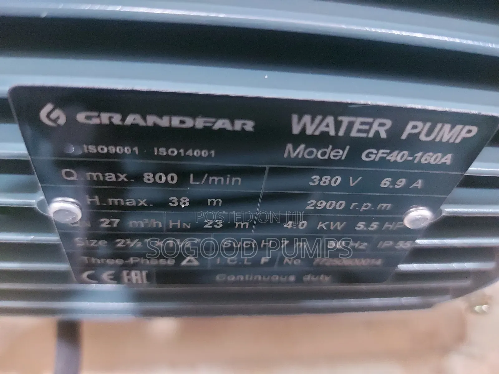 Grandfar Surface Centrifugal Pump Type Gf40-160a 4kw/5.5hp