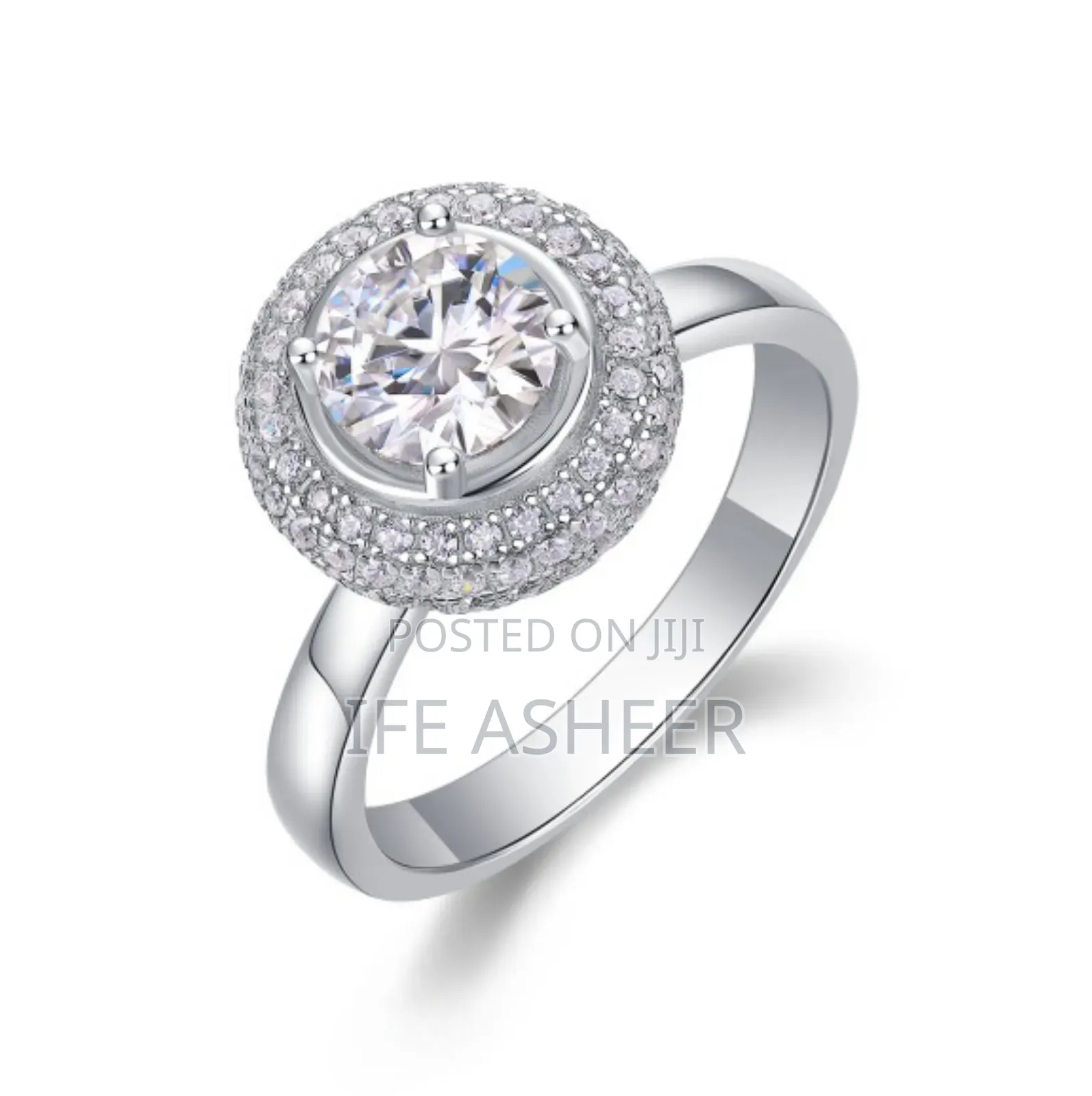 Luxury Ladies Silver Mossanite Diamond Ring 001