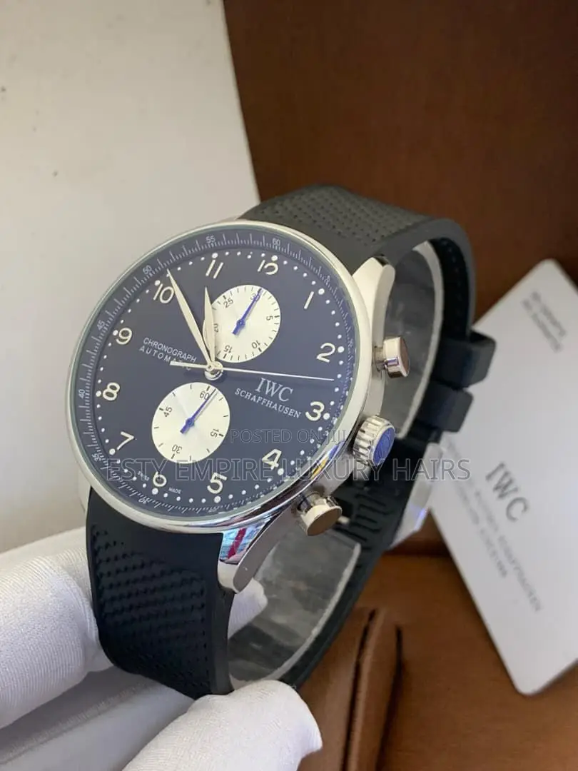 I W C Chronograph Black Rubber Strap