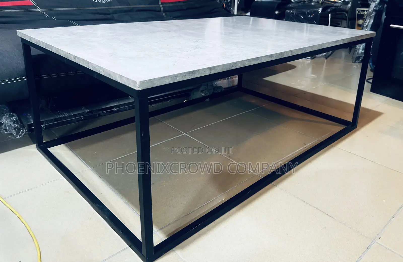 Modern Rectangular Table With a Marble Effect