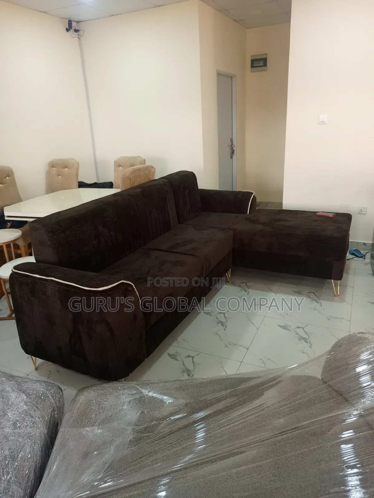 Luxury Alibert Brown Lshape Chairset