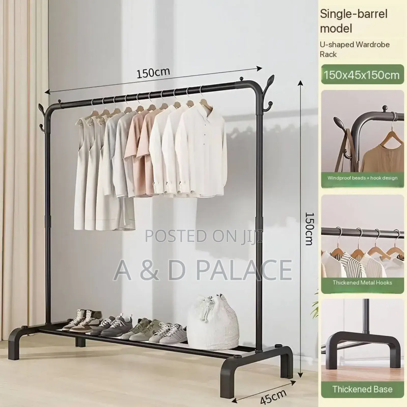35kg Strong Single Pole Cloth/Shoe Rack With Tyre