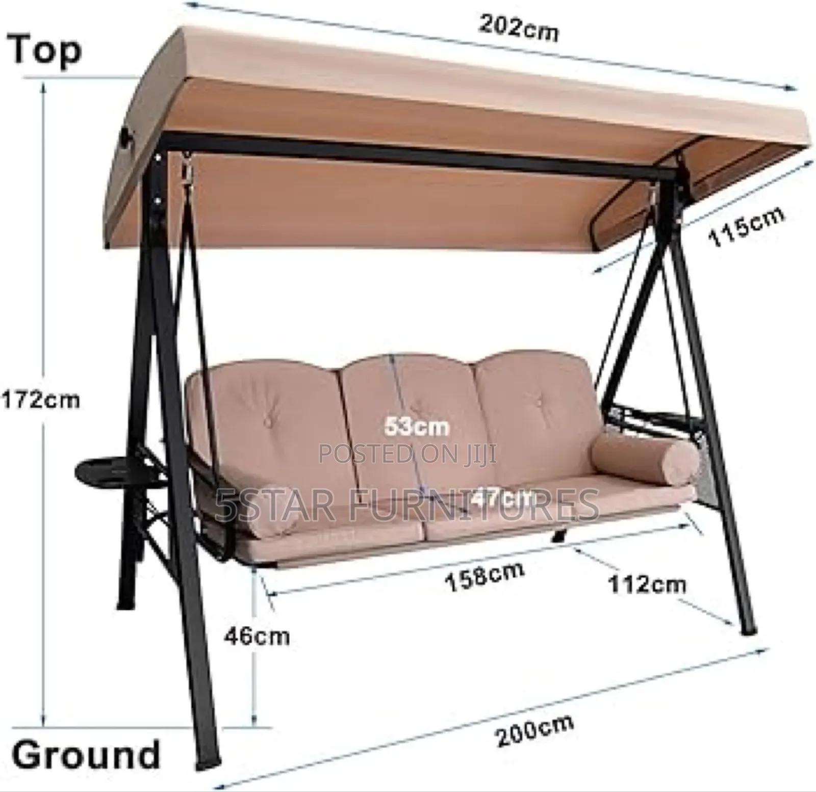 3 Seat Outdoor Porch Swing Hammock With Steel Frame