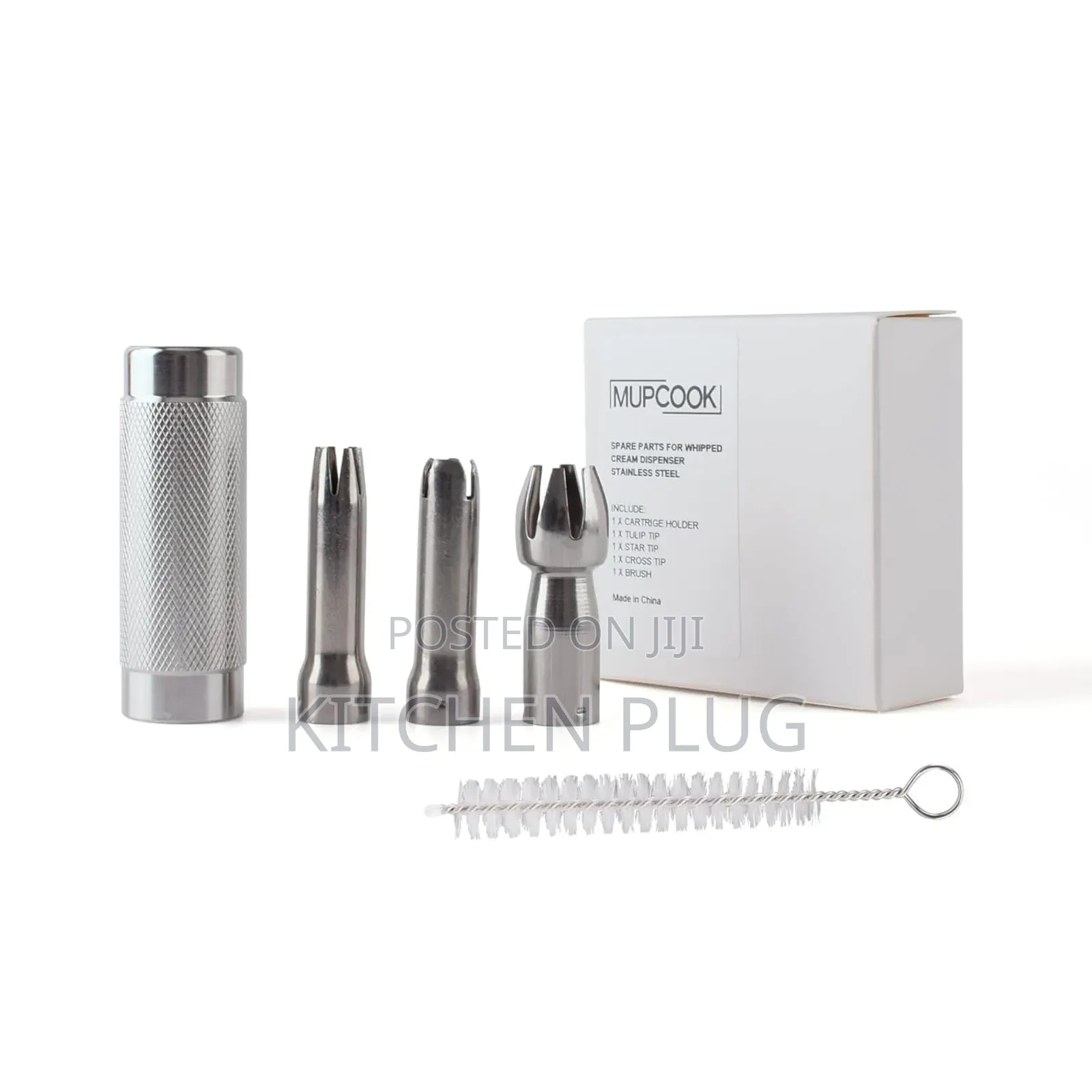 Cream Whipper Accessories/ Injector Tips, a Cleaning Brush.