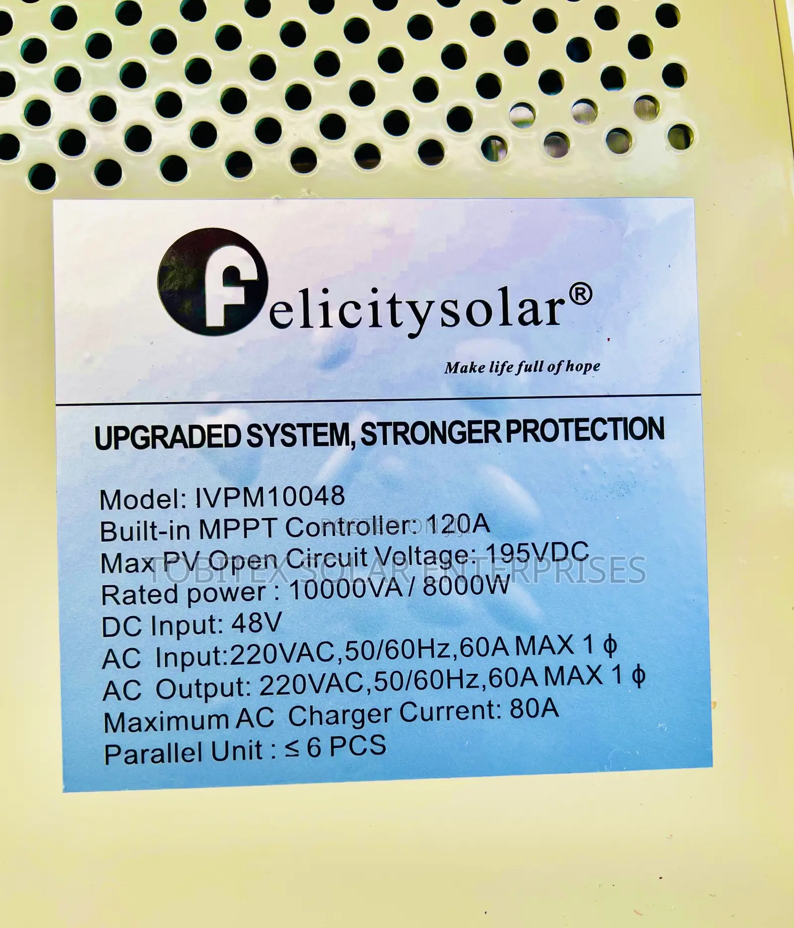 Felicity Solar Inverter Power Energy 10kva 120a MPPT