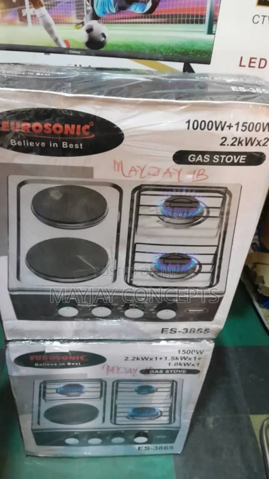 Eurosonic 4-Burner Gas Stove-2 Gas Cooker + 2 Electric Cooke
