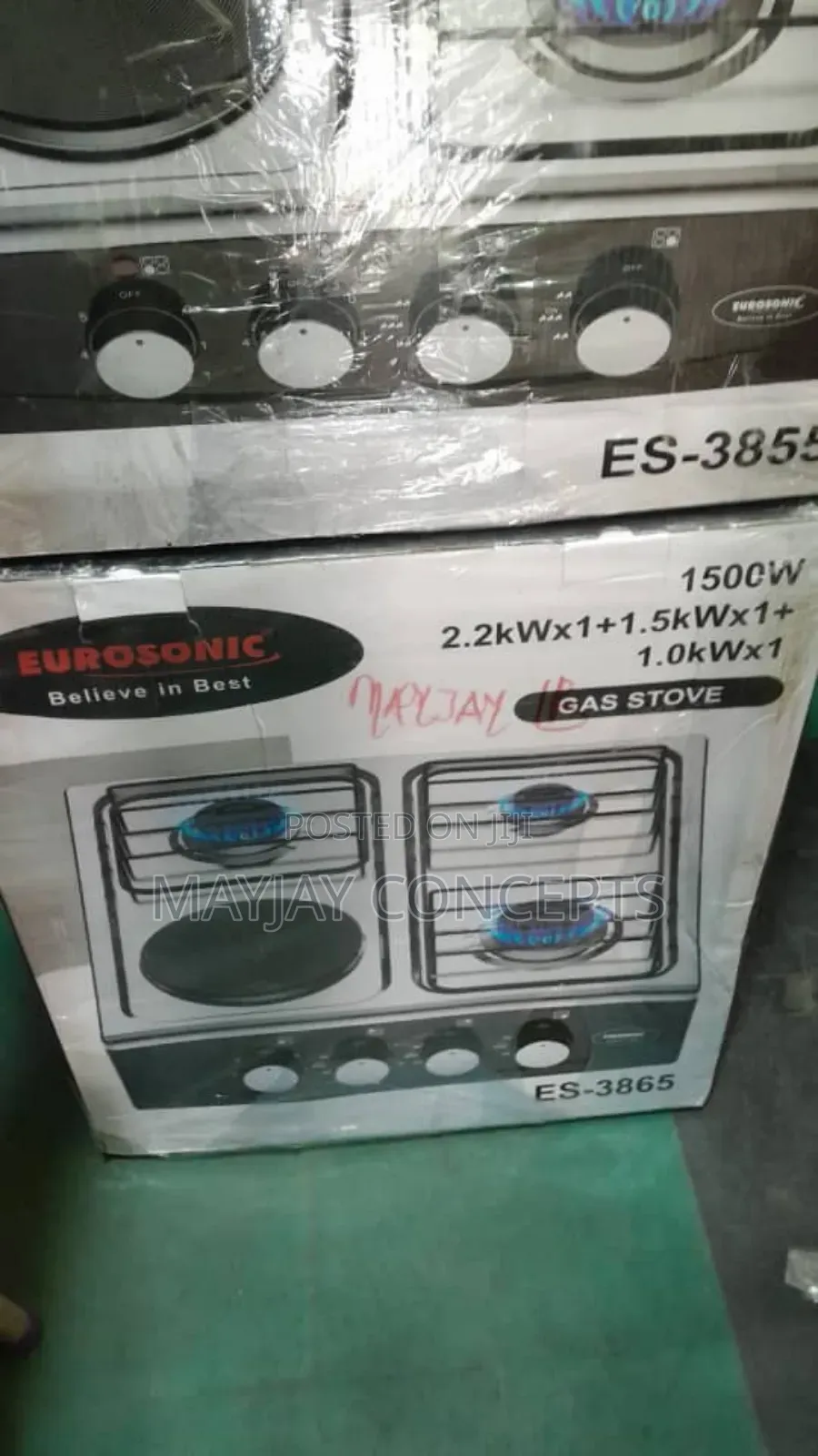 Eurosonic 4-Burner Gas Stove- 3 Gas Burner + 1 Electric Cooke