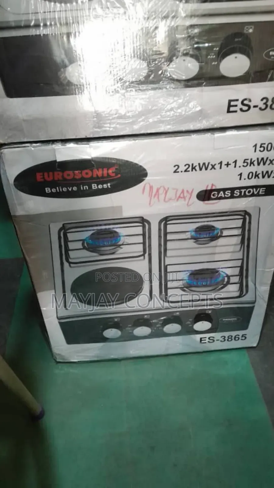 Eurosonic 4-Burner Gas Stove- 3 Gas Burner + 1 Electric Cooke