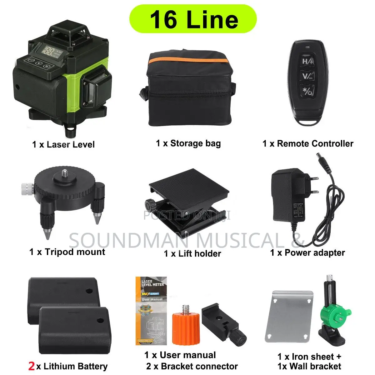 16 Lines 4d/3d Self-Leveling Laser Level Distance Meter With Tripod