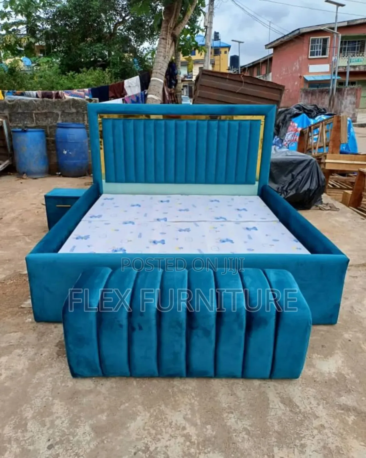 4 by 6 Bed Frame With Two Bed Size Drawers and Ottoman