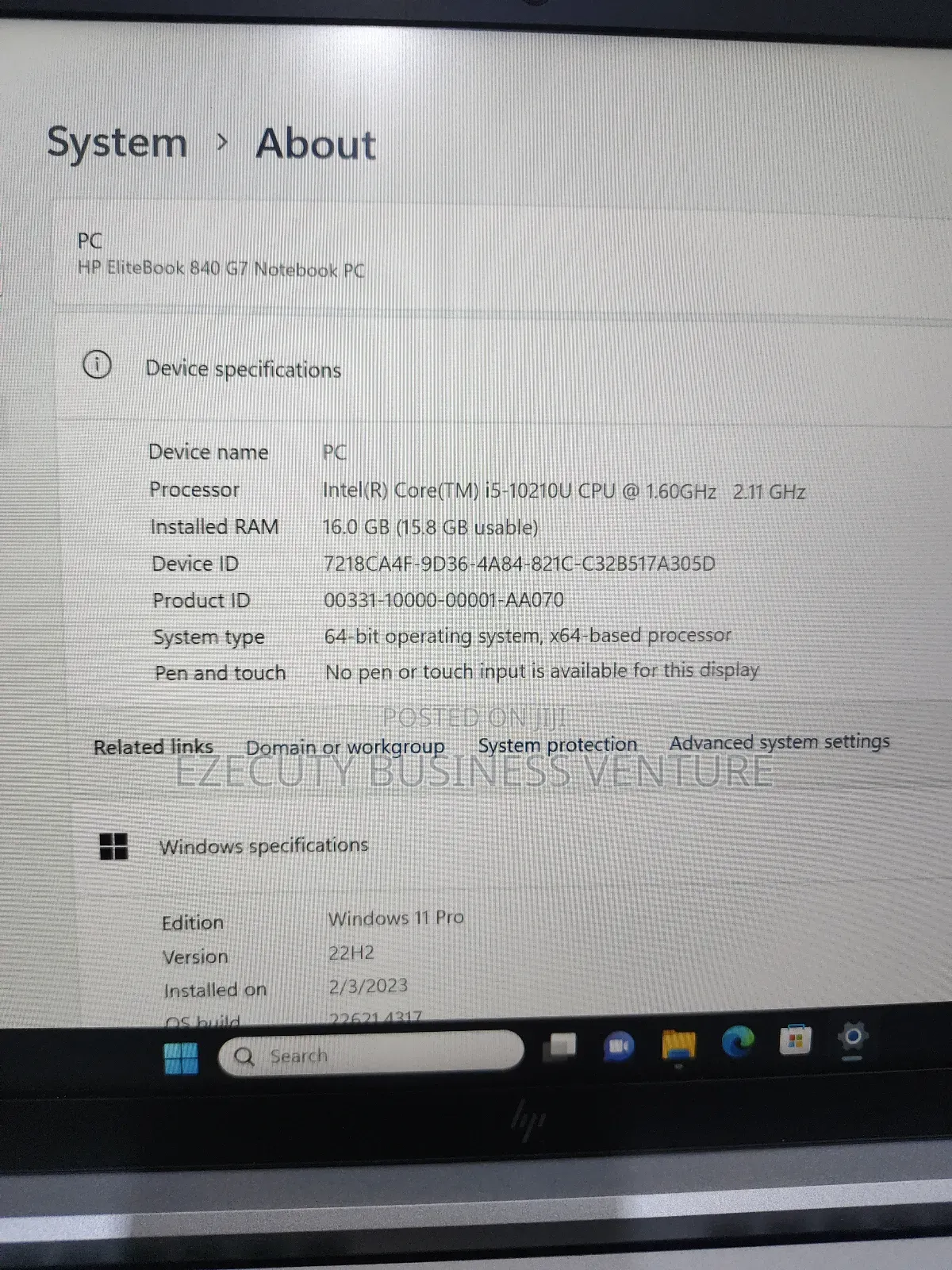 Laptop HP EliteBook 840 G7 16GB Intel Core i5 SSD 256GB