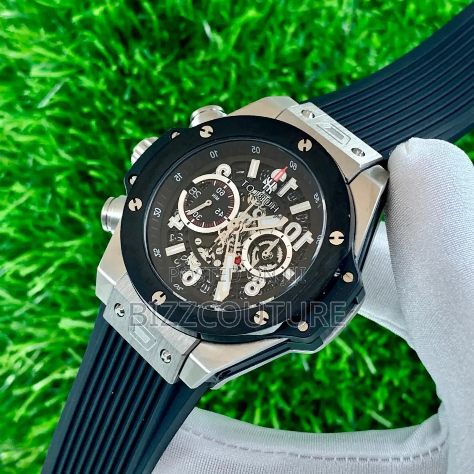 Original Hublot Black Rubber Strap Mechanical Watch