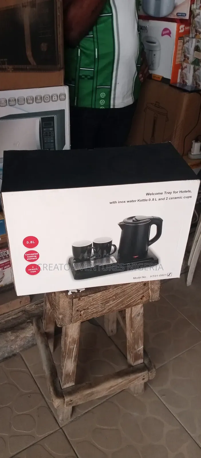 Tray for Hotels / Office, With Inox Water Kettle 2.0l,2 Ceramic Cups