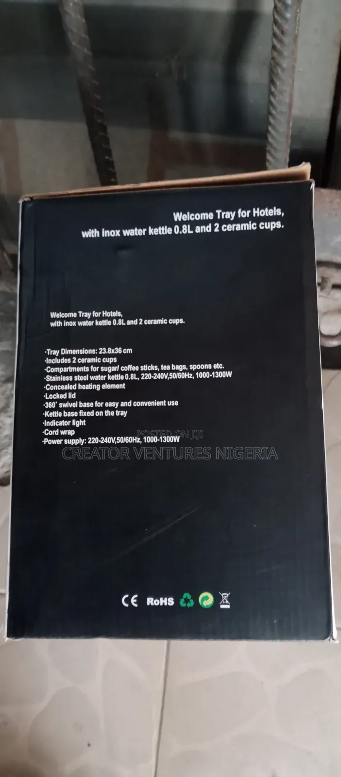 Tray for Hotels / Office, With Inox Water Kettle 2.0l,2 Ceramic Cups