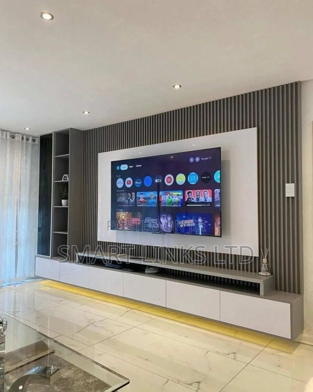 14ft High-Quality Tv Stand With Side Cabinets