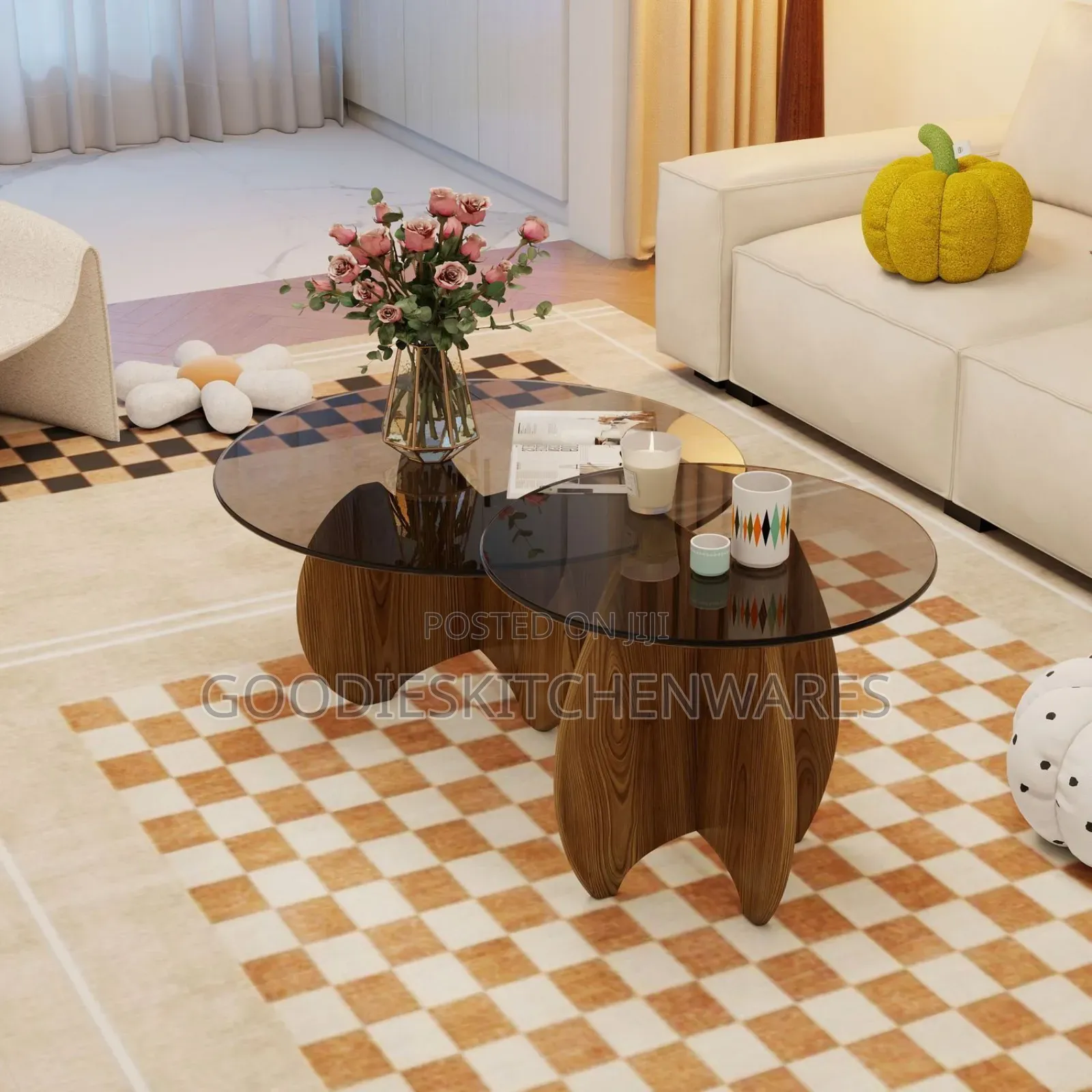 2 in 1 Center Table With Tampered Glass