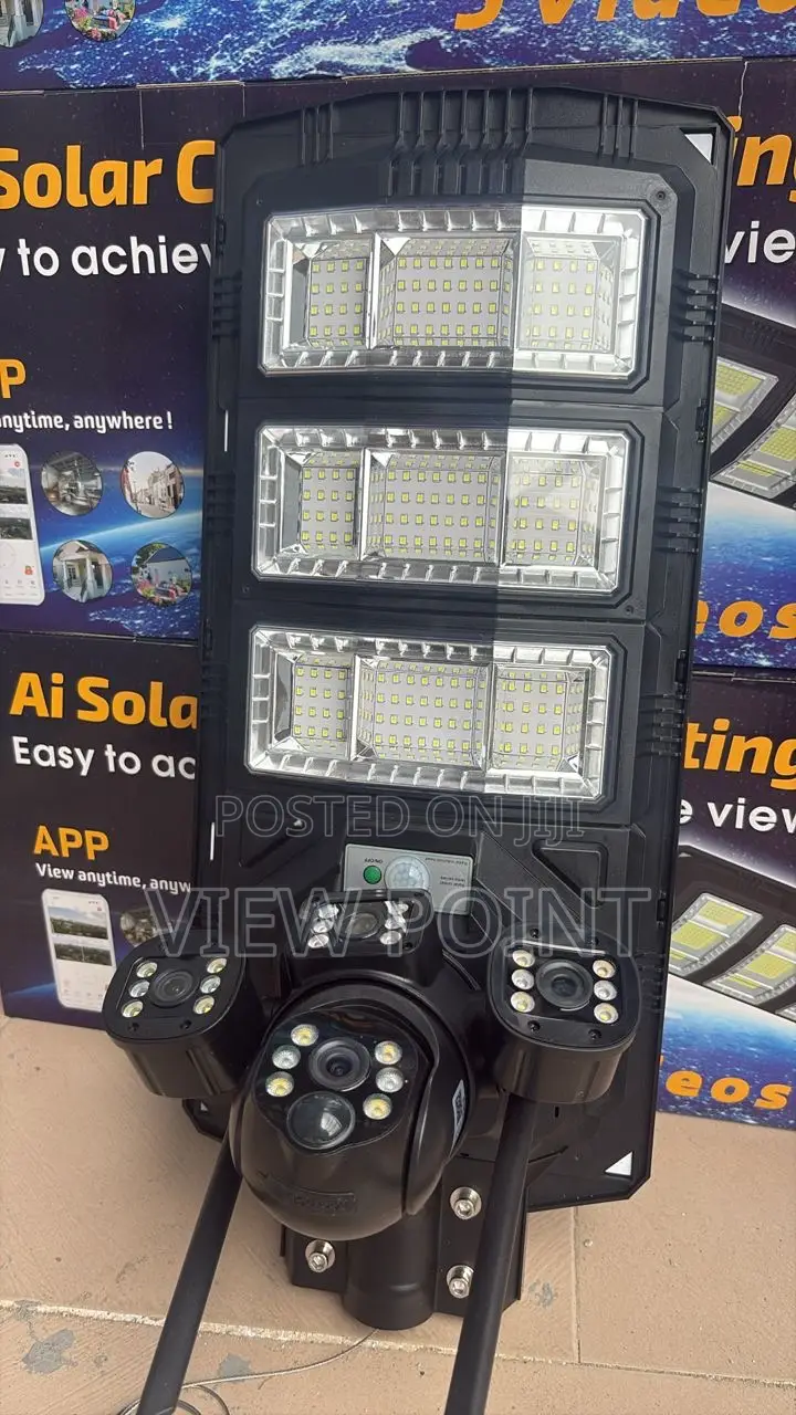 High Quality 3 Lens Cctv Camera Plus Ai Solar Lighting(2in1)