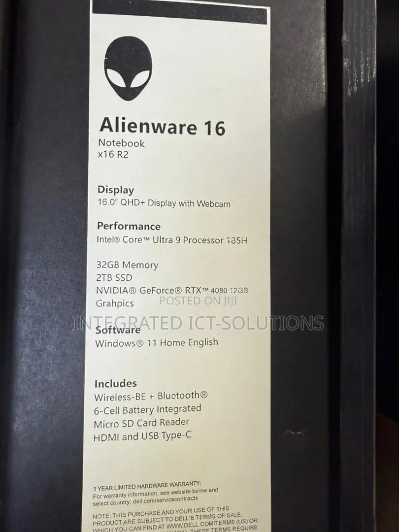 New Laptop Dell Alienware X16 R2 32GB Intel Core Ultra 9 SSD 2T